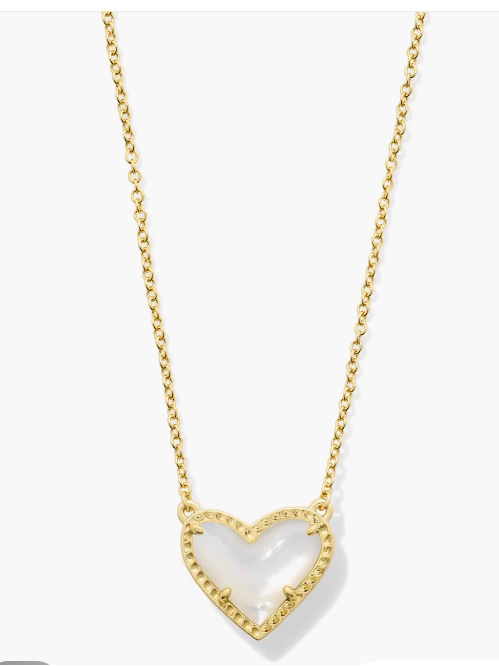 Kendra Scott Mother Of Pearl Ari Heart Pendant Necklace New